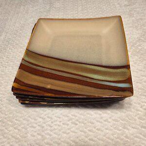 Sango Avanti Brown #4722 Square 8" Salad Plates Set Of 5 Very good condition